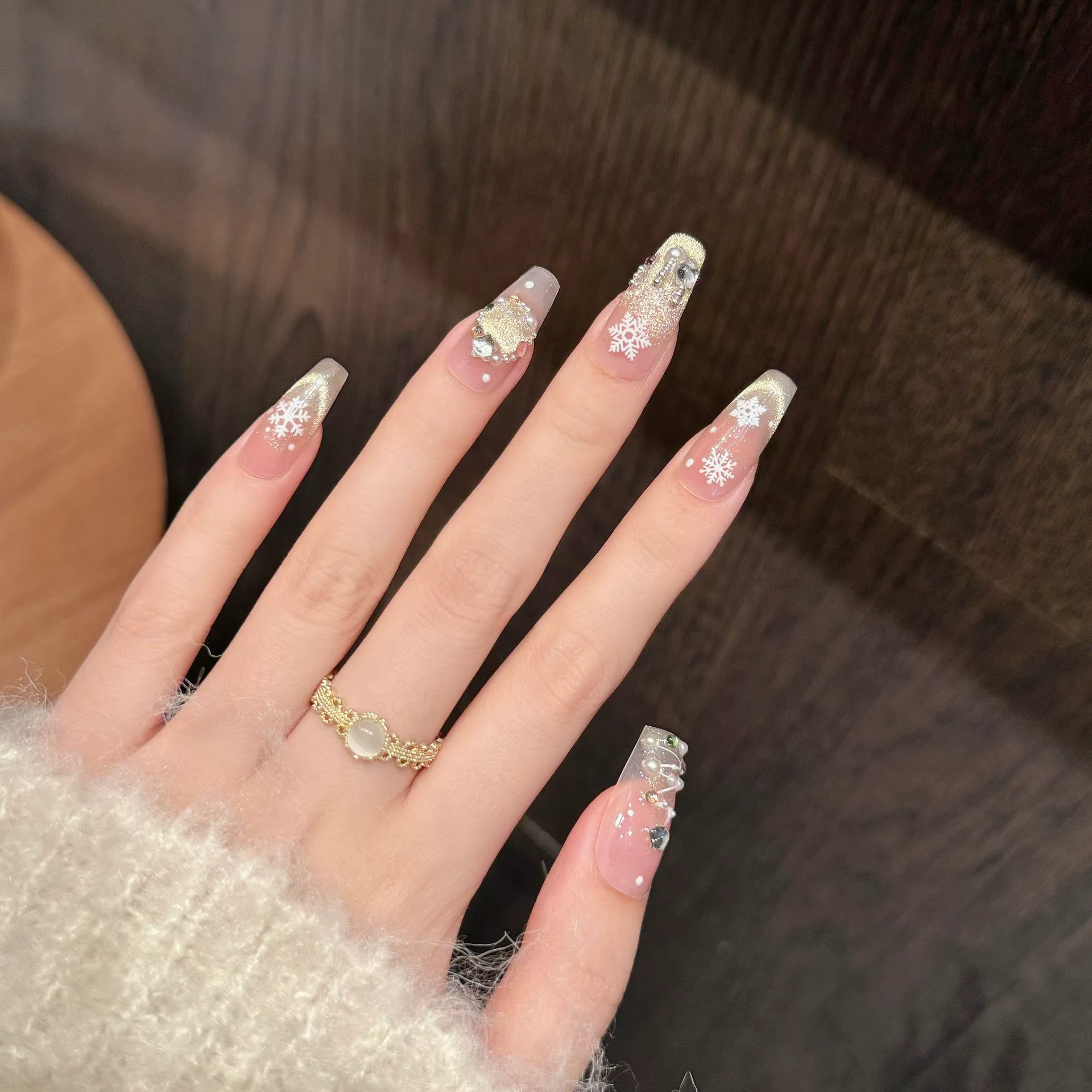 Faux ongles faits à la main pour décoration de Noël