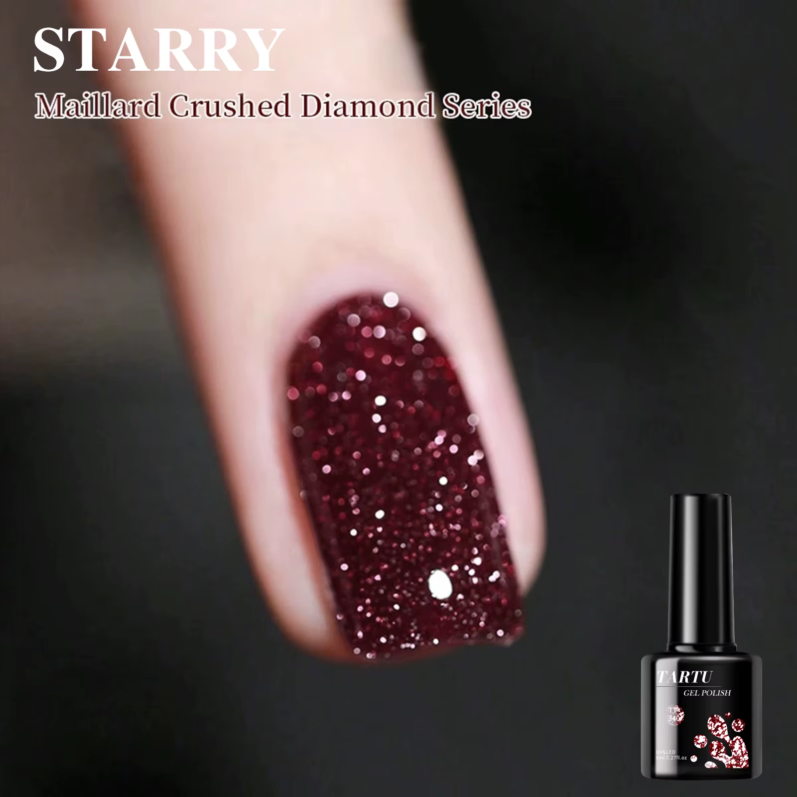 Vernis à ongles Gel rouge noir à paillettes brillant
