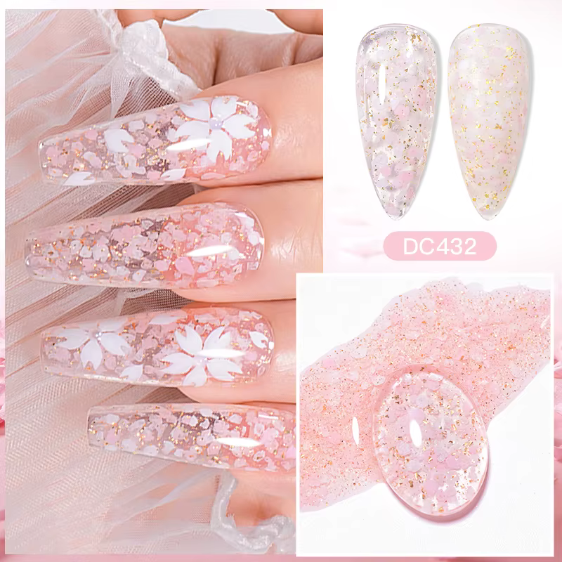 Vernis à ongles en gel à paillettes de fleurs de cerisier