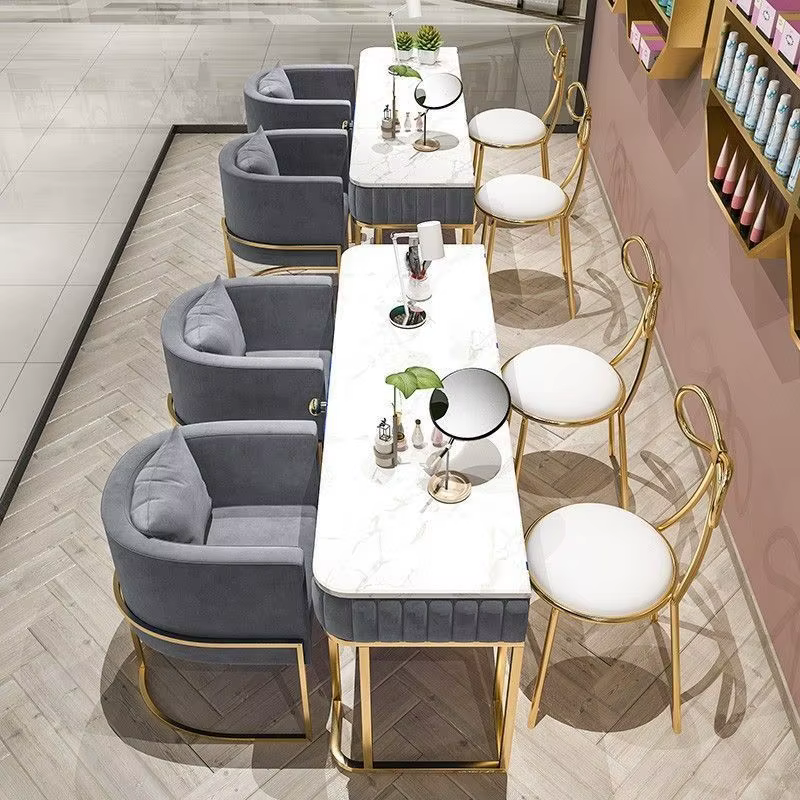 Tables de manucure professionnelles doubles, meubles de Salon, Table de manucure design avec aspirateur, Tables à ongles de luxe