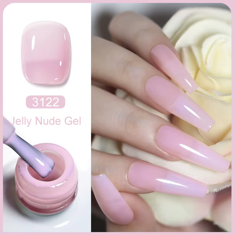 Clou Beaute Transparent français Gel vernis translucide nu rose rouge gelée verre blanc laiteux