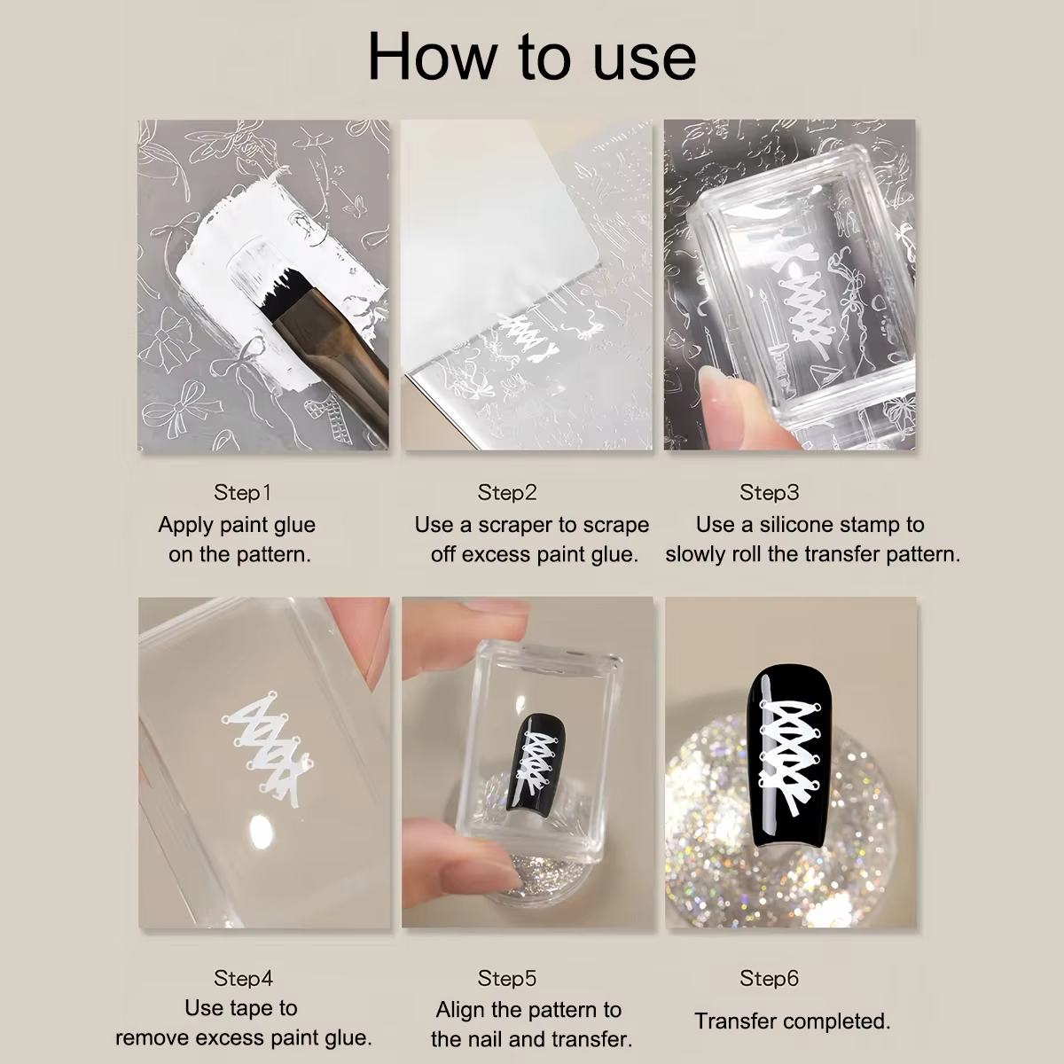 Kit de Plaques d'Estampage Carrées pour Nail Art