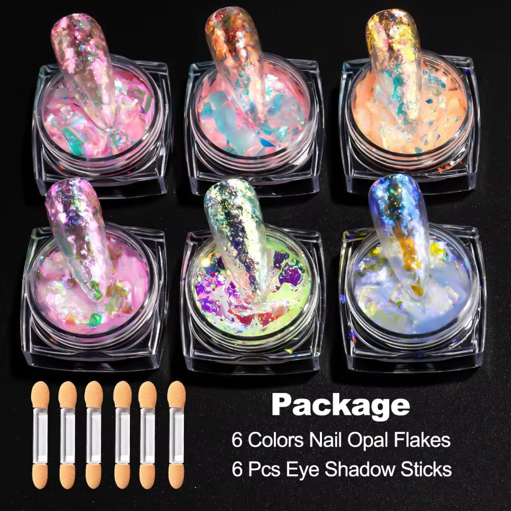 Paillettes pour ongles effet caméléon 6 couleurs