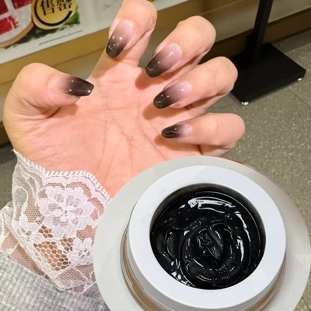 1 pot noir Pat peinture Gel vernis à ongles avec coussin d'air dégradé mat Texture
