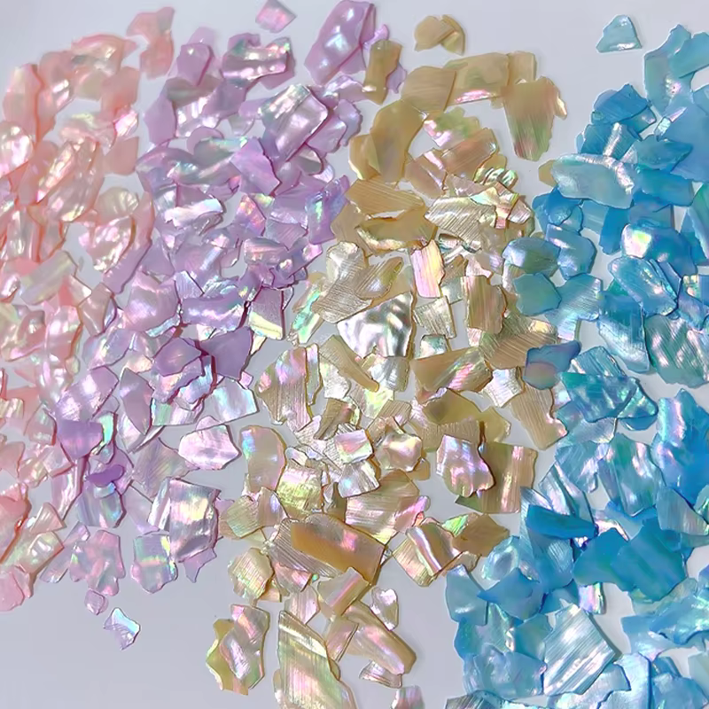 Aurora-Flocons de Coquillage N64.Décorations de miles, Ormeau Naturel, Tranche Irrégulière, Coquillages Minces, Pierre de Mer, Accessoires de Manucure pour Nail Art