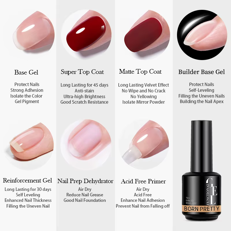 BORN PRETTY 15ml fonction Base de Gel Super couche de finition Gel de renfort Gel