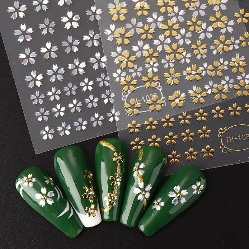 Autocollants pour ongles 3D Laser Sakura – Design peau de serpent holographique