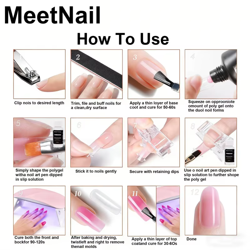 Gel Poly pour Ongles Semi-Permanent UV