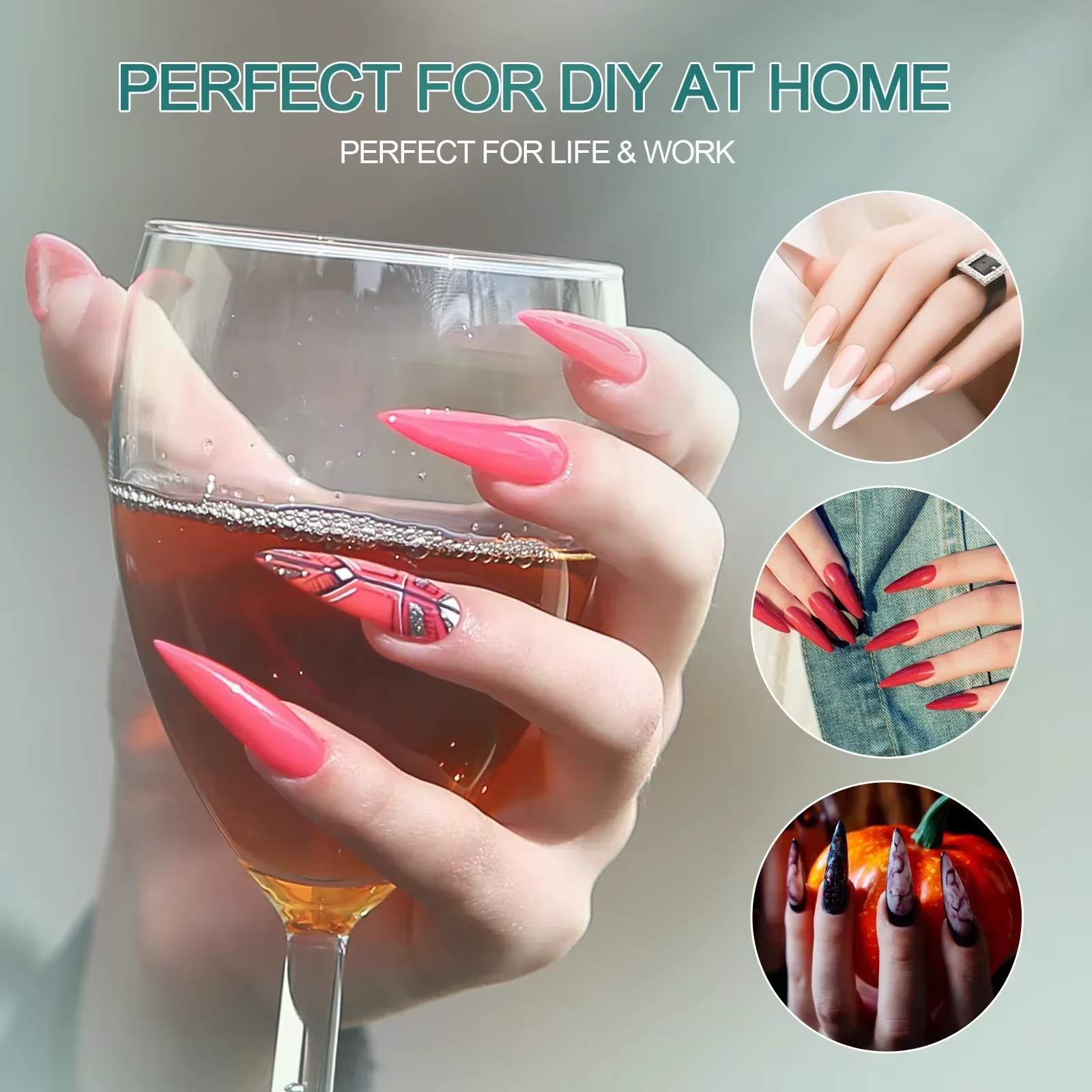 Nailpop 120 pièces ongles acryliques fausse Capsule courte cercueil d'amande carré Extension d'ongle artificiel pointes de Gel souple accessoires outils