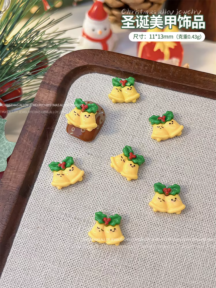 Série de noël, accessoires pour Nail Art, breloques en résine 3D, cloches mignonnes, renne, bonhomme de neige, dessin animé, décorations polyvalentes pour ongles d'hiver