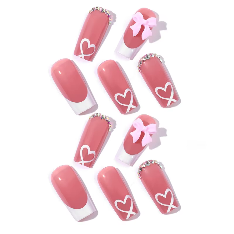 24 pièces nœuds nus embellis à pression sur les ongles