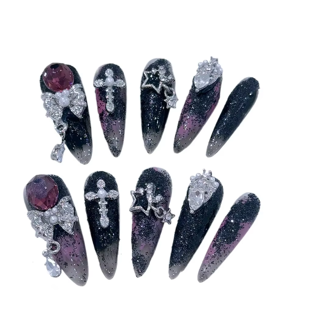 Nail Art fait à la main de luxe N64.Oblivion Dark Spice Girls