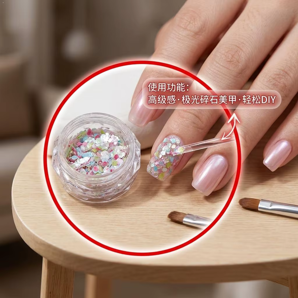 Paillettes pour ongles irisées violettes rêveuses