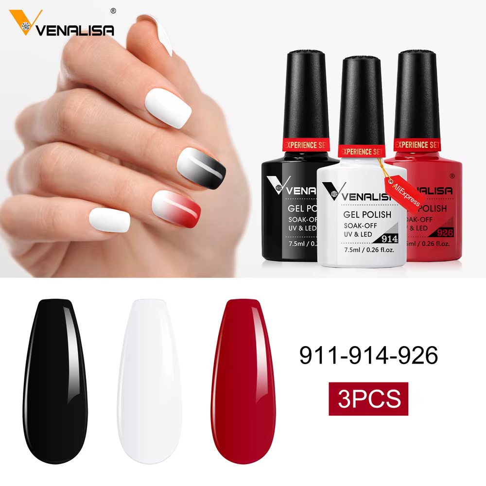 Venalisa 3 pièces/kit magnifique Kit de vernis à ongles de couleur tremper UV LED
