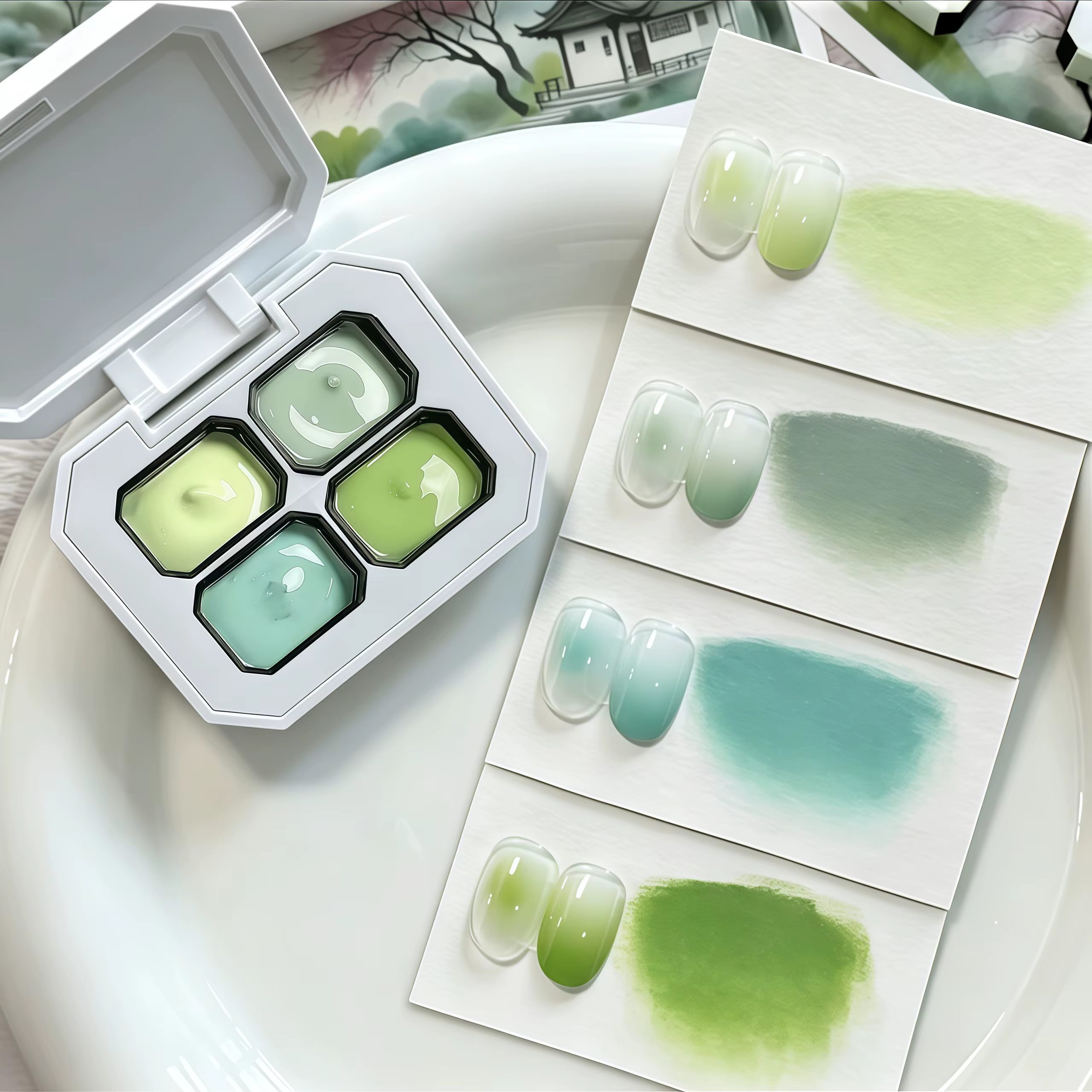 Gel de peinture pour ongles semi-permanent 4 couleurs dégradé vert