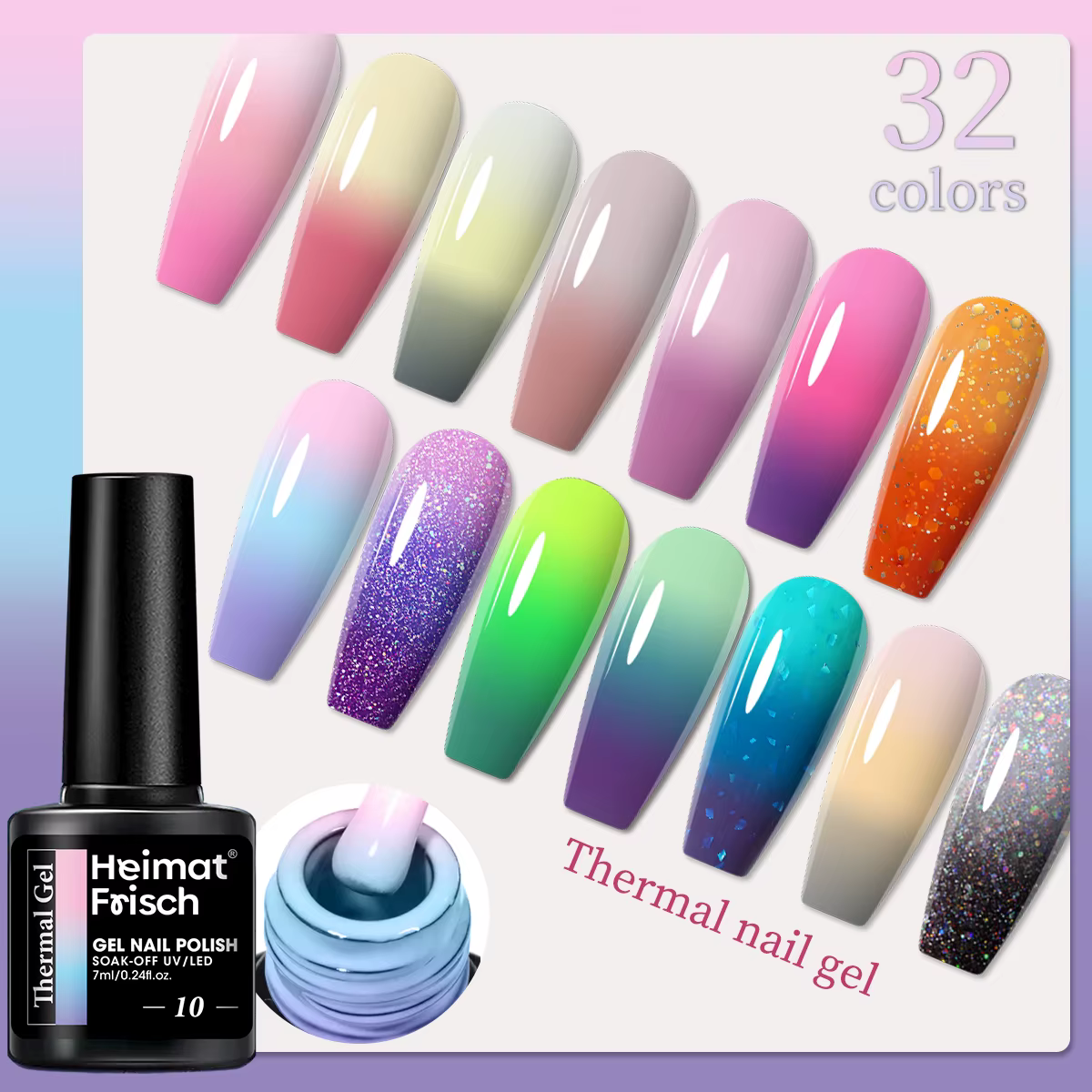 Vernis à ongles gel à couleur changeante sensible à la chaleur de 7ml