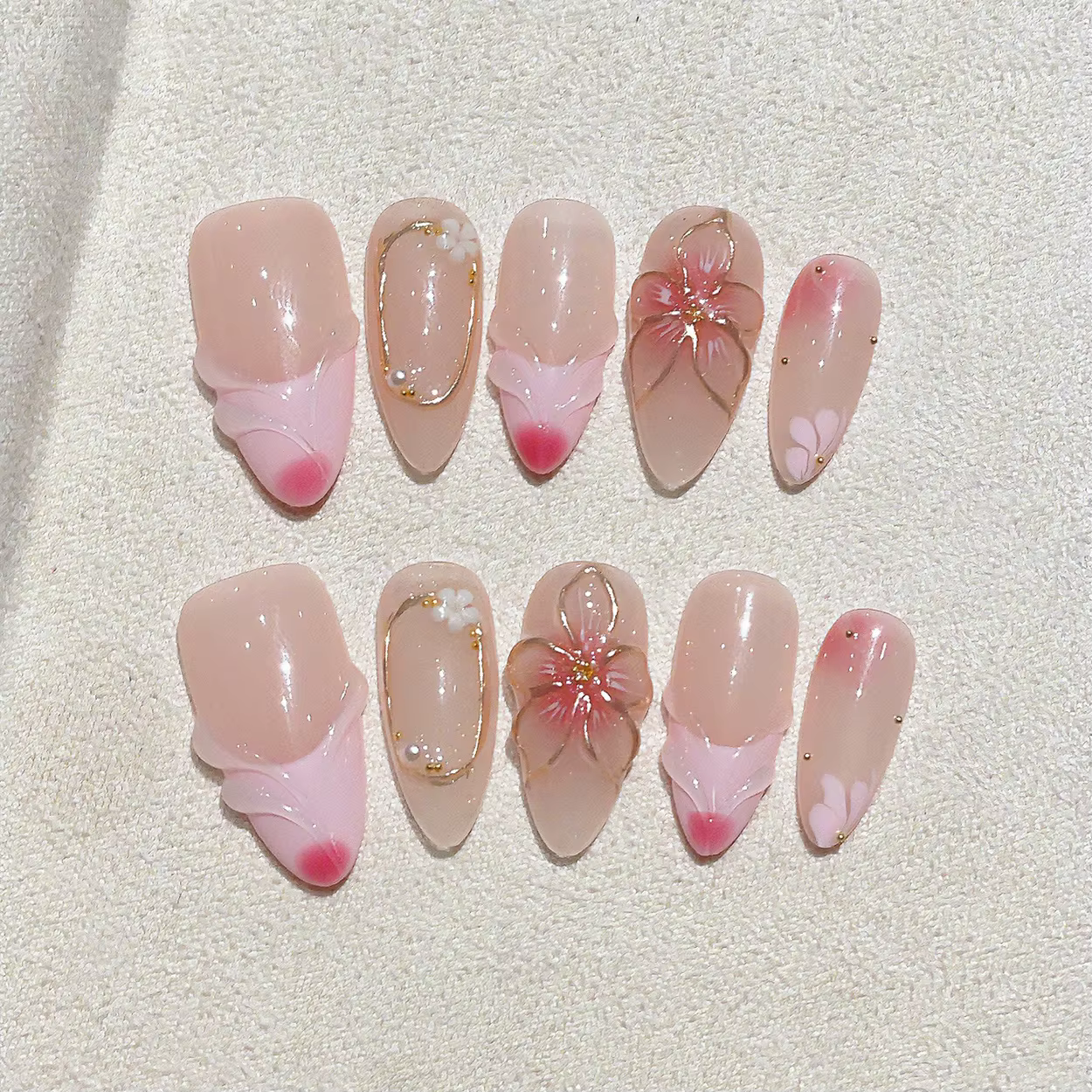 Kit de 10 faux ongles press-on faits main