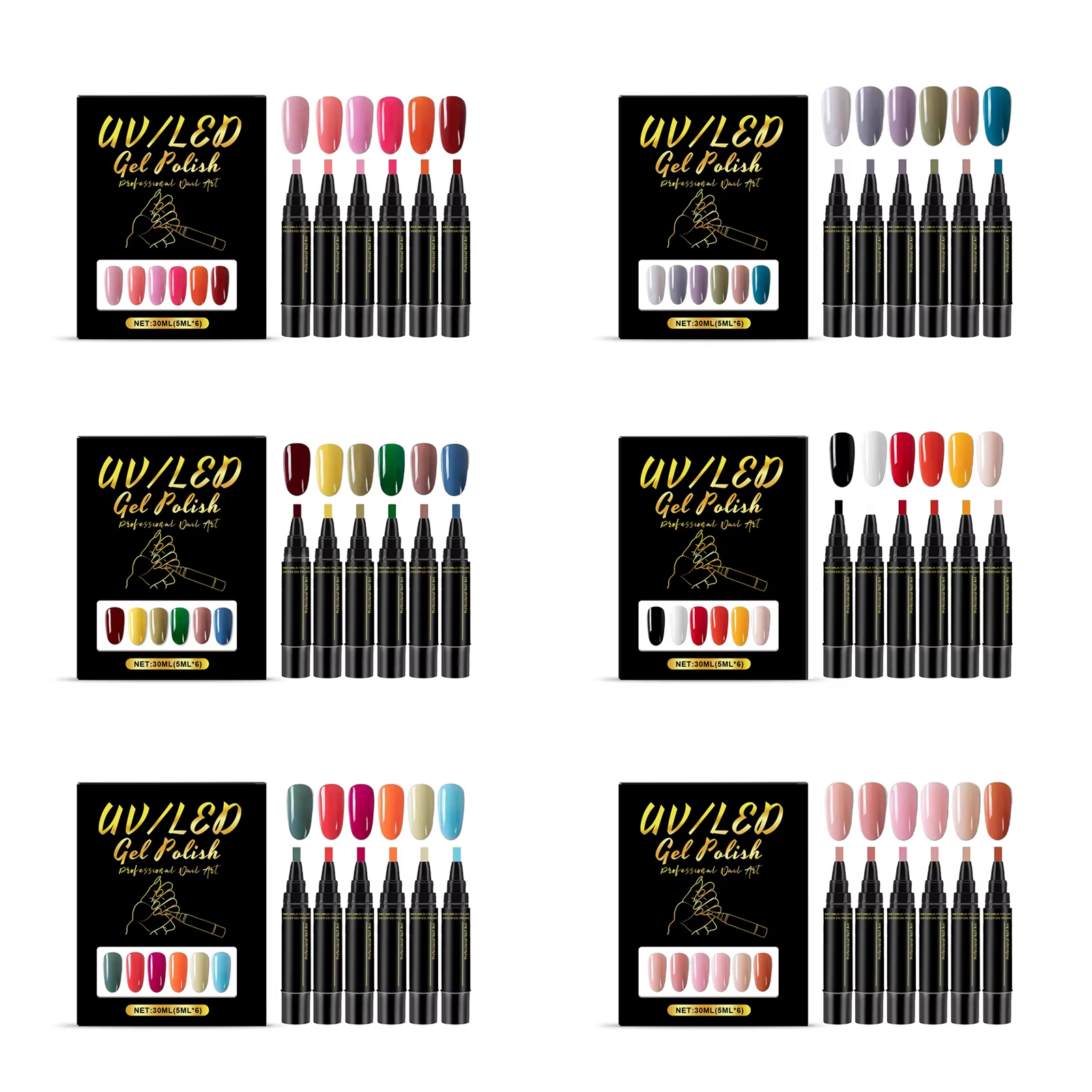 5ml ensemble de vernis à ongles Gel bricolage Nail Art Design 6 pièces manucure peinture Gel Kit longue durée mode