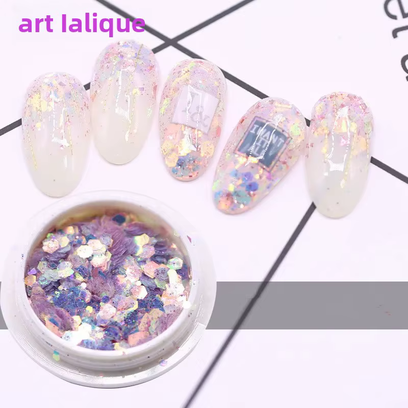 Kit d'art d'ongle sirène 3D avec paillettes hexagonales