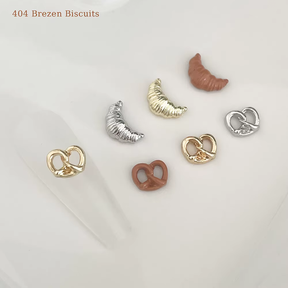 Brezen Biscuits- Dessert amusant breloques pour ongles garder la régime accessoires de Nail Art allemagne pain Pretzel