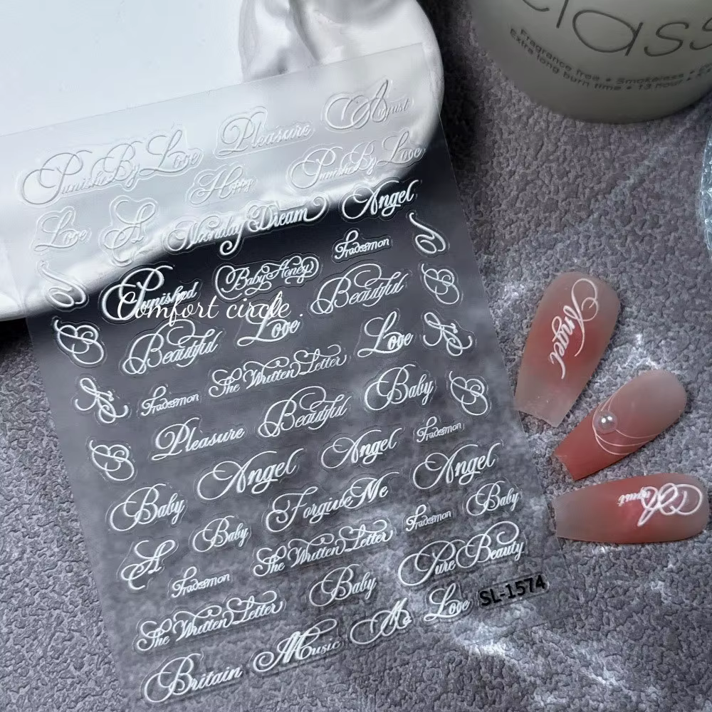 Nouveaux autocollants pour ongles en lettres anglaises