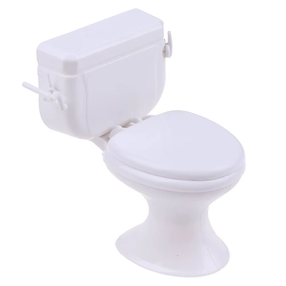 Maison de Jeu Vintage avec Toilette Miniature, Accessoire de Couleur Blanche, Meuble de Course