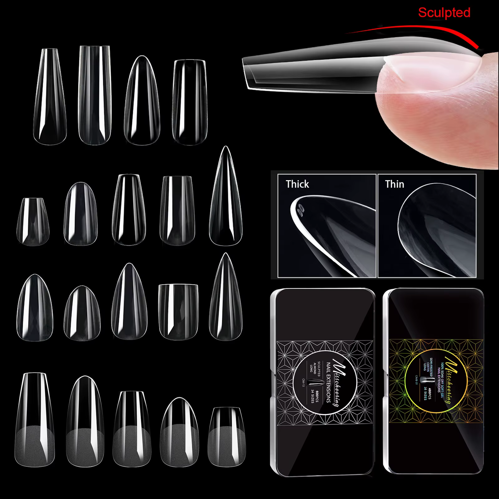 Ongles en gel souple courbés