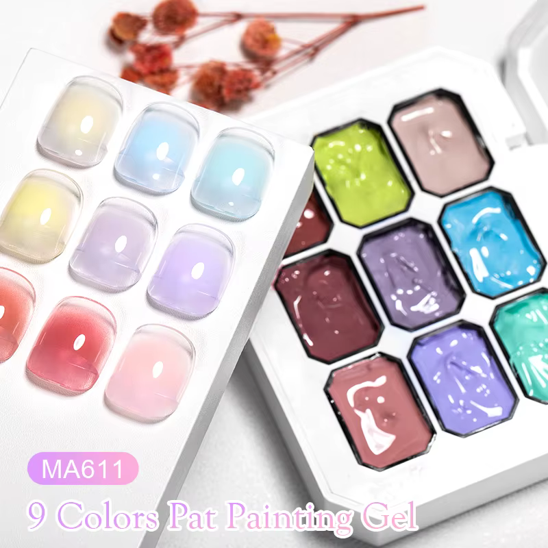 9 couleurs Macaron Pat peinture vernis à ongles coloré Fluorescent Nail Art