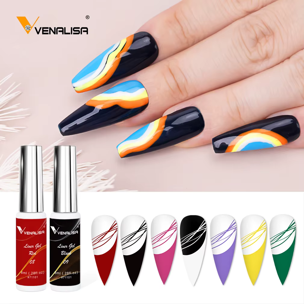8ml Venalisa Liner Gel dessin ligne peinture Gel magnifique couleur Gel français 21 couleurs Nail Art Design