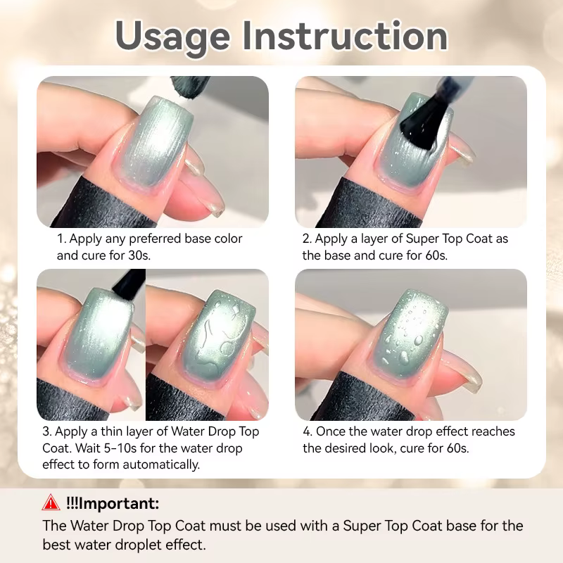 Nouveau 2026 10ml Top Coat Goutte d'Eau Transparent pour Ongles