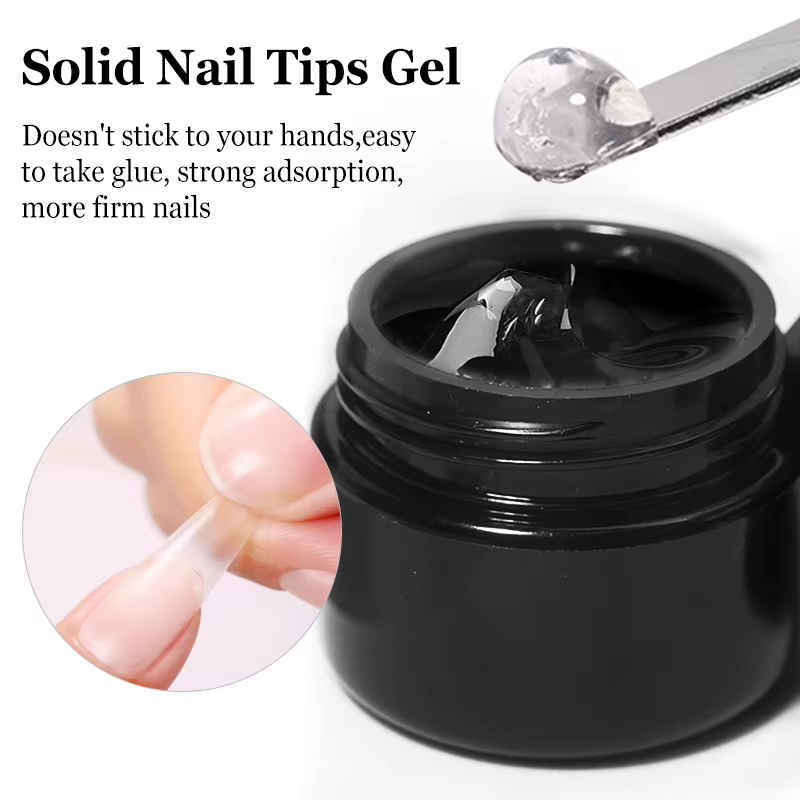 Colle à ongles en gel UV solide pour pointes d'ongles en gel doux
