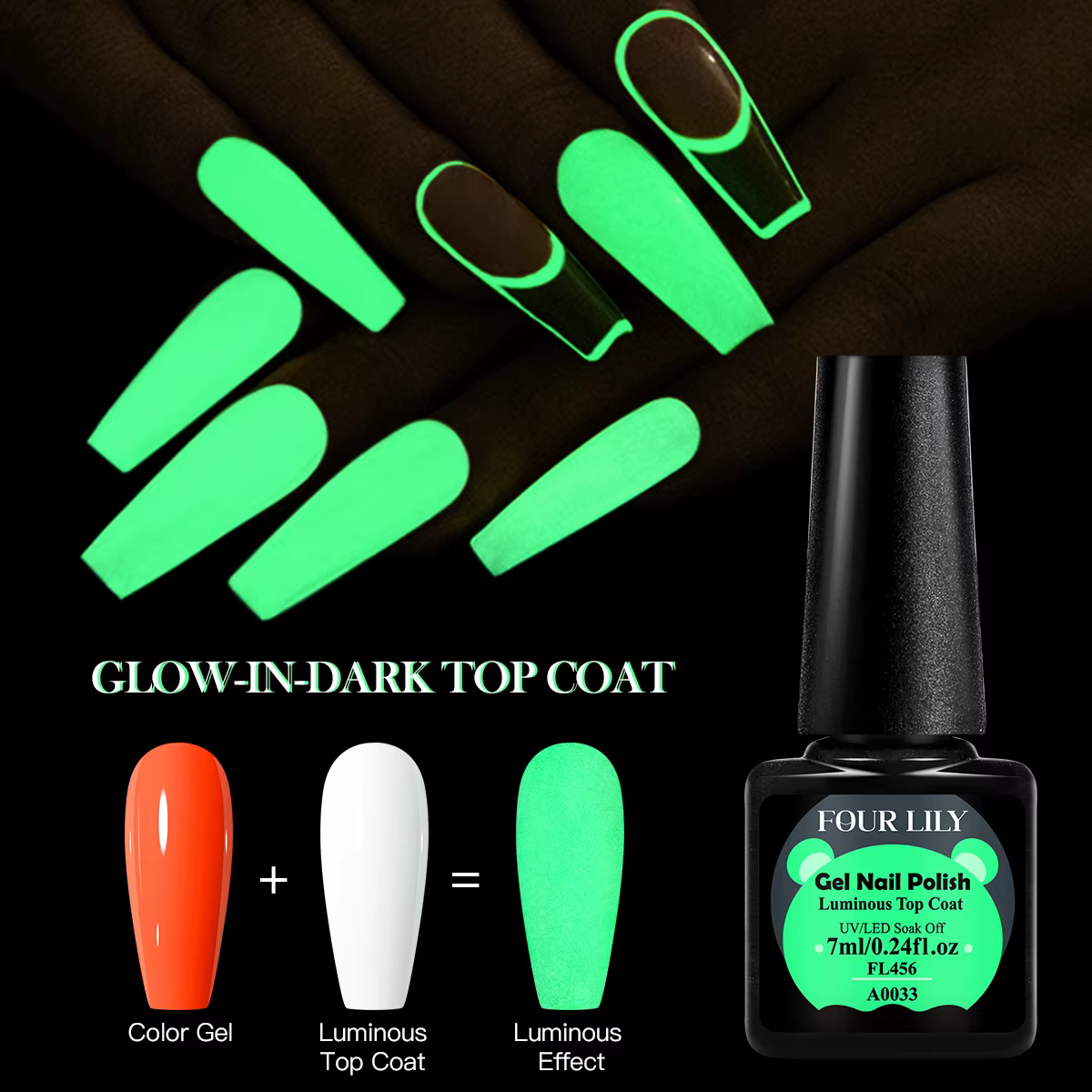 Quatre Lily 7ml couche de finition lumineuse Gel Vernis à ongles brillant dans la nuit paillettes Semi Permanent UV