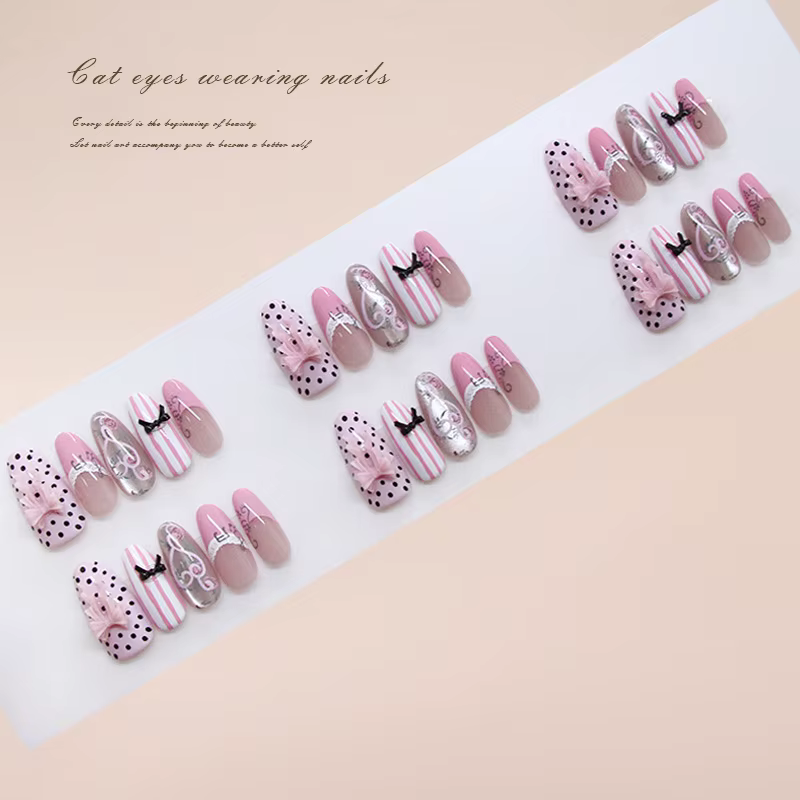 30 faux ongles roses press-on