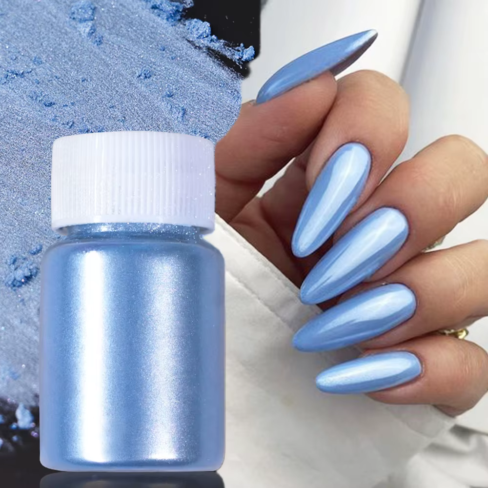 10g/bouteille perles bleues Chrome ongles Pigment paillettes Aurora