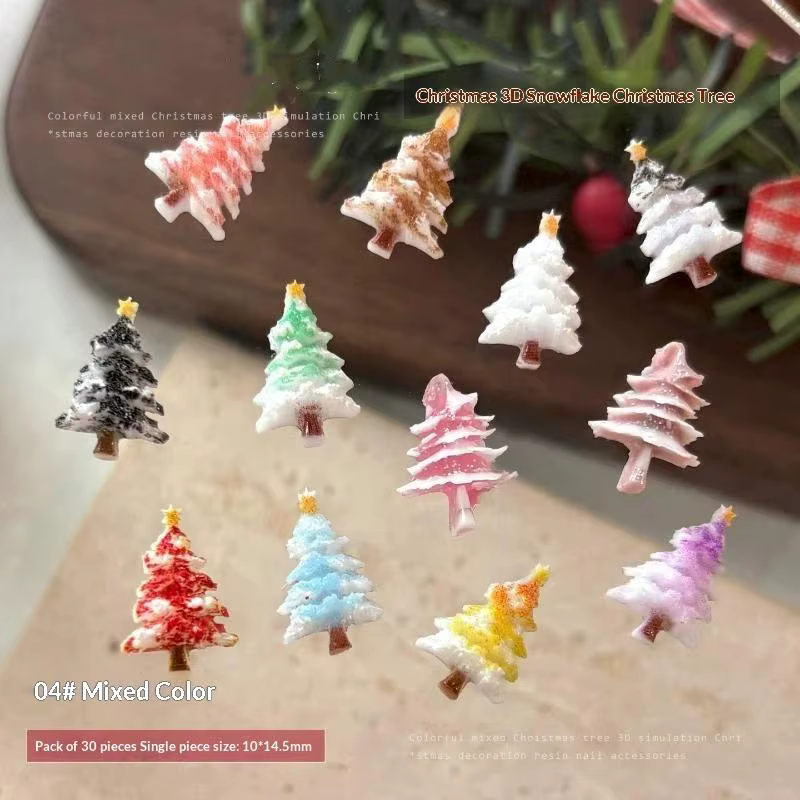 30 pièces, décorations pour ongles sur le thème de l’arbre de Noël, adorables paillettes, mini ornements en résine et en cristal pour la décoration d’ongles, idéal pour les créations manucures d’hiver