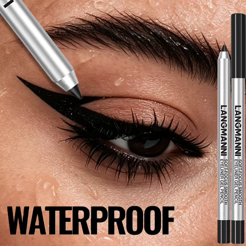Crayon Gel Eyeliner Nacré Imperméable Longue Tenue Lisse Pailleté Noir Maquillage pour Eyeliner Supérieur et Inférieur Stick Fard à Paupières