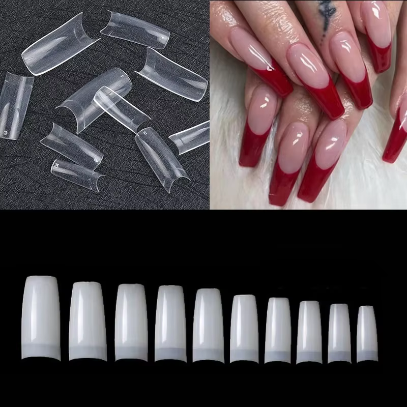 100 pièces acrylique Transparent blanc artificiel ongles conseils conception française Nature Capsules pour manucure