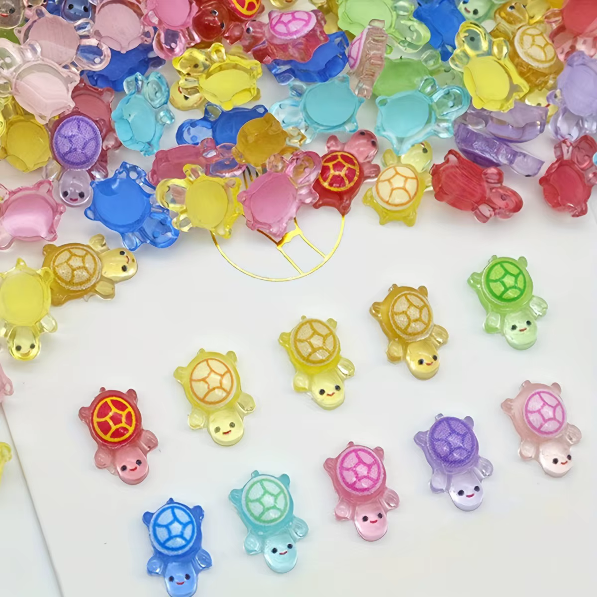 20 mini décorations lumineuses pour ongles en forme de tortue