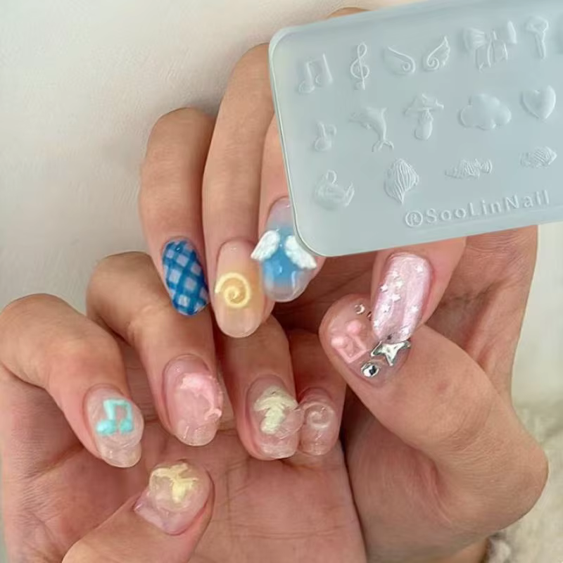 Dessin animé Nail Art moule Note de musique dauphin