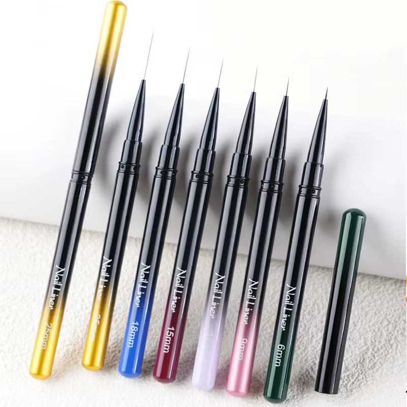 Pinceau de précision pour nail art 6/9/12/15/18/25mm – Stylo de dessin à fines rayures pour manucure DIY