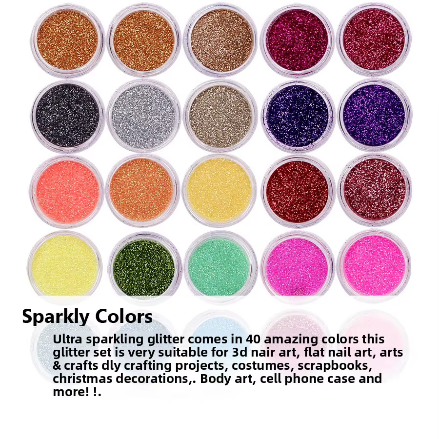 Ensemble de paillettes pour ongles 40 couleurs