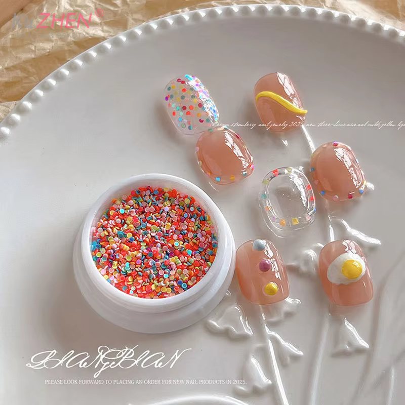 1 boîte de paillettes colorées à pois pour Nail Art