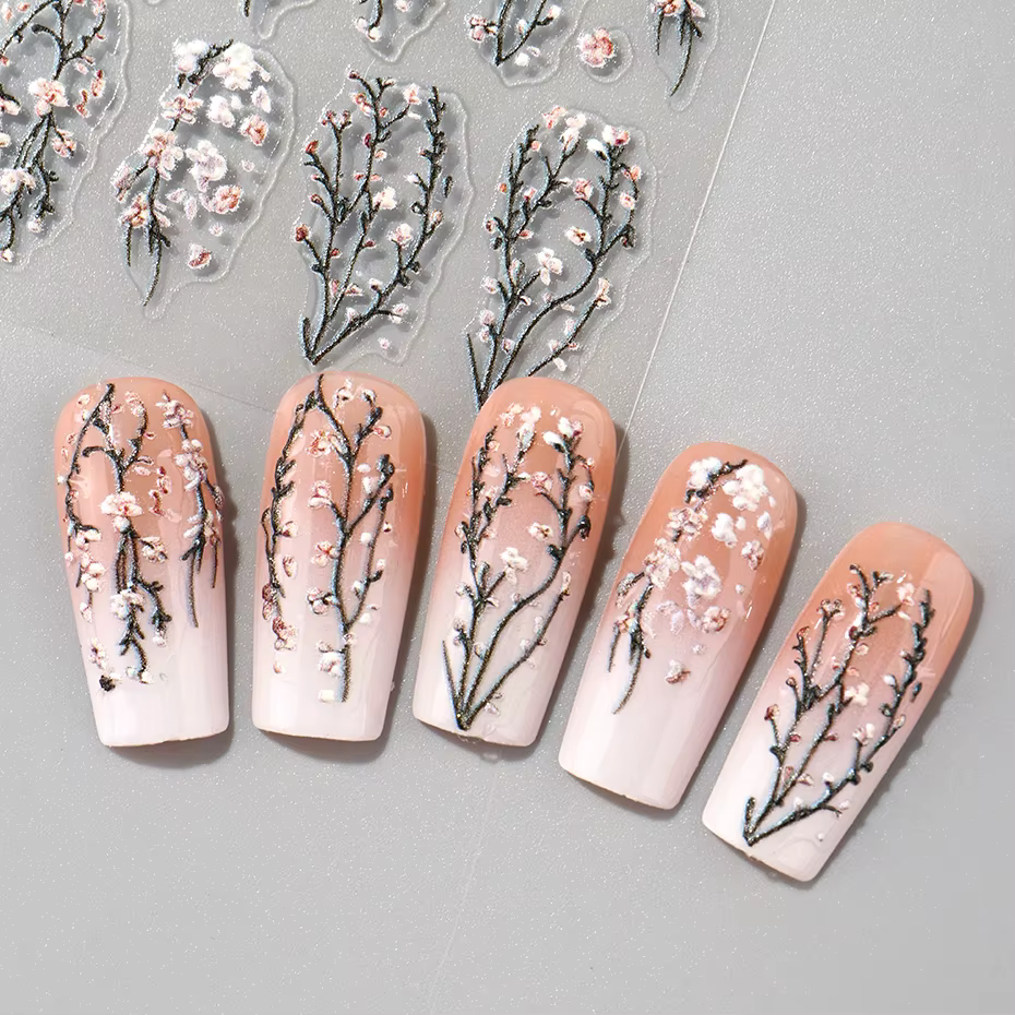 Breloques fleurs ongles autocollants Floral floraison fleur de cerisier