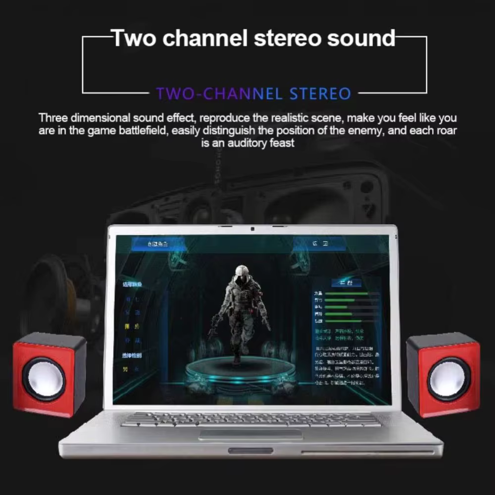 Système audio musical, mini haut-parleur pour ordinateur, PC, ordinateur portable, ordinateur de bureau, caixa de som, sound box, colonne, ensemble stéréo, bocina, acoustique