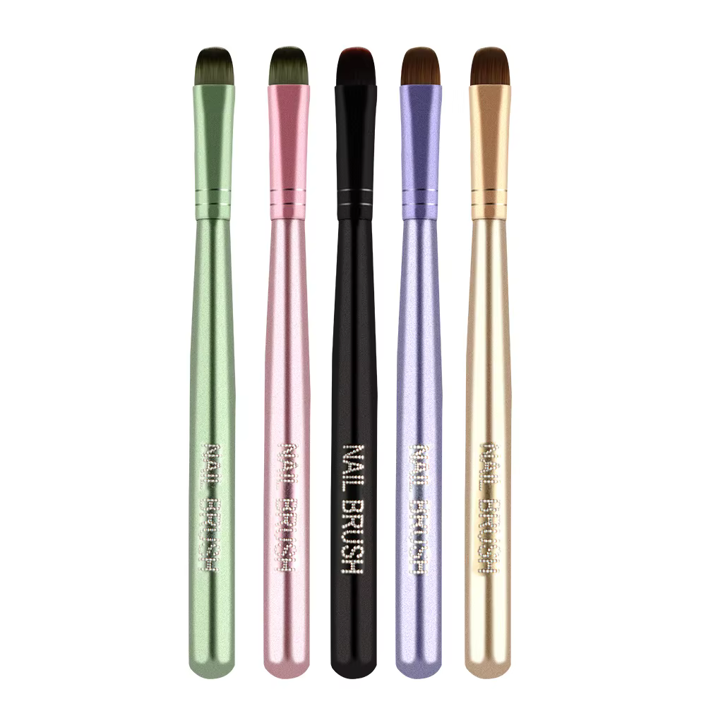Pinceau professionnel de luxe 5 couleurs pour nail art français avec manche métallique