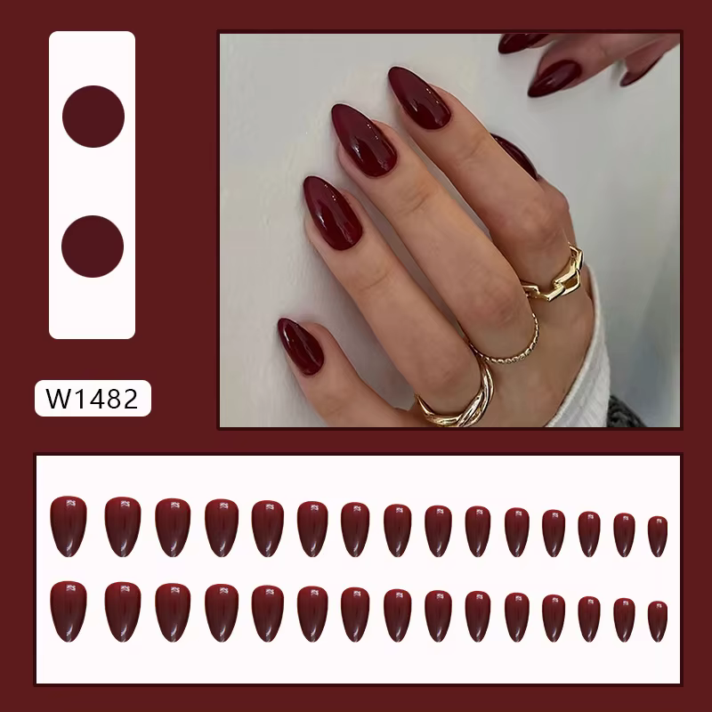 Rouge cerise 24 pièces presse sur ongles rose dégradé faux