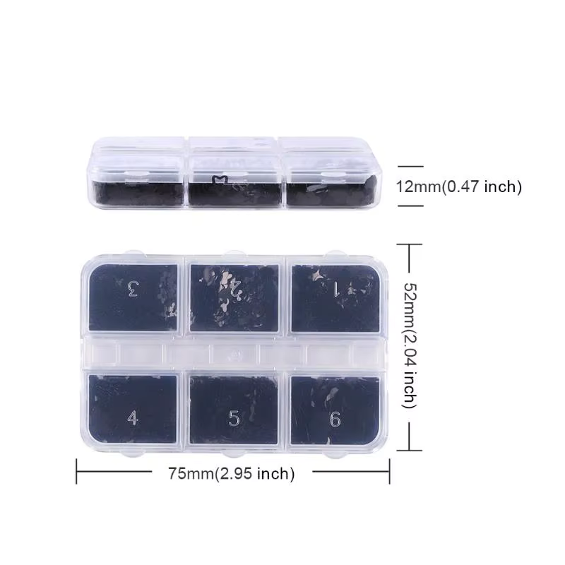 6 grilles noir en forme de coeur papillon étoile ongles Paillettes décor mixte manucure flocons