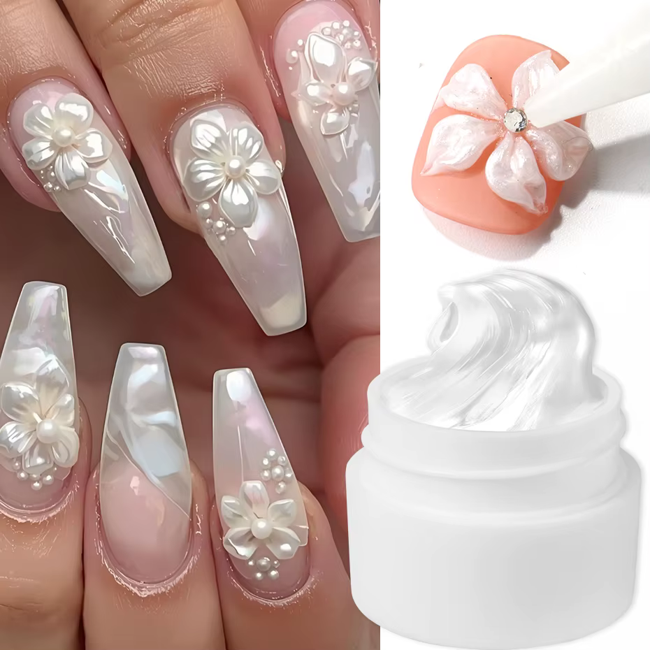 Vernis à ongles Gel solide 3D blanc chromé