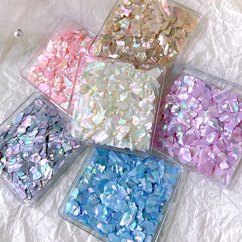 Aurora-Flocons de Coquillage N64.Décorations de miles, Ormeau Naturel, Tranche Irrégulière, Coquillages Minces, Pierre de Mer, Accessoires de Manucure pour Nail Art