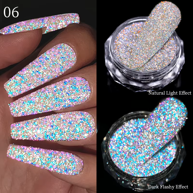 Poudre à ongles diamant réfléchissante